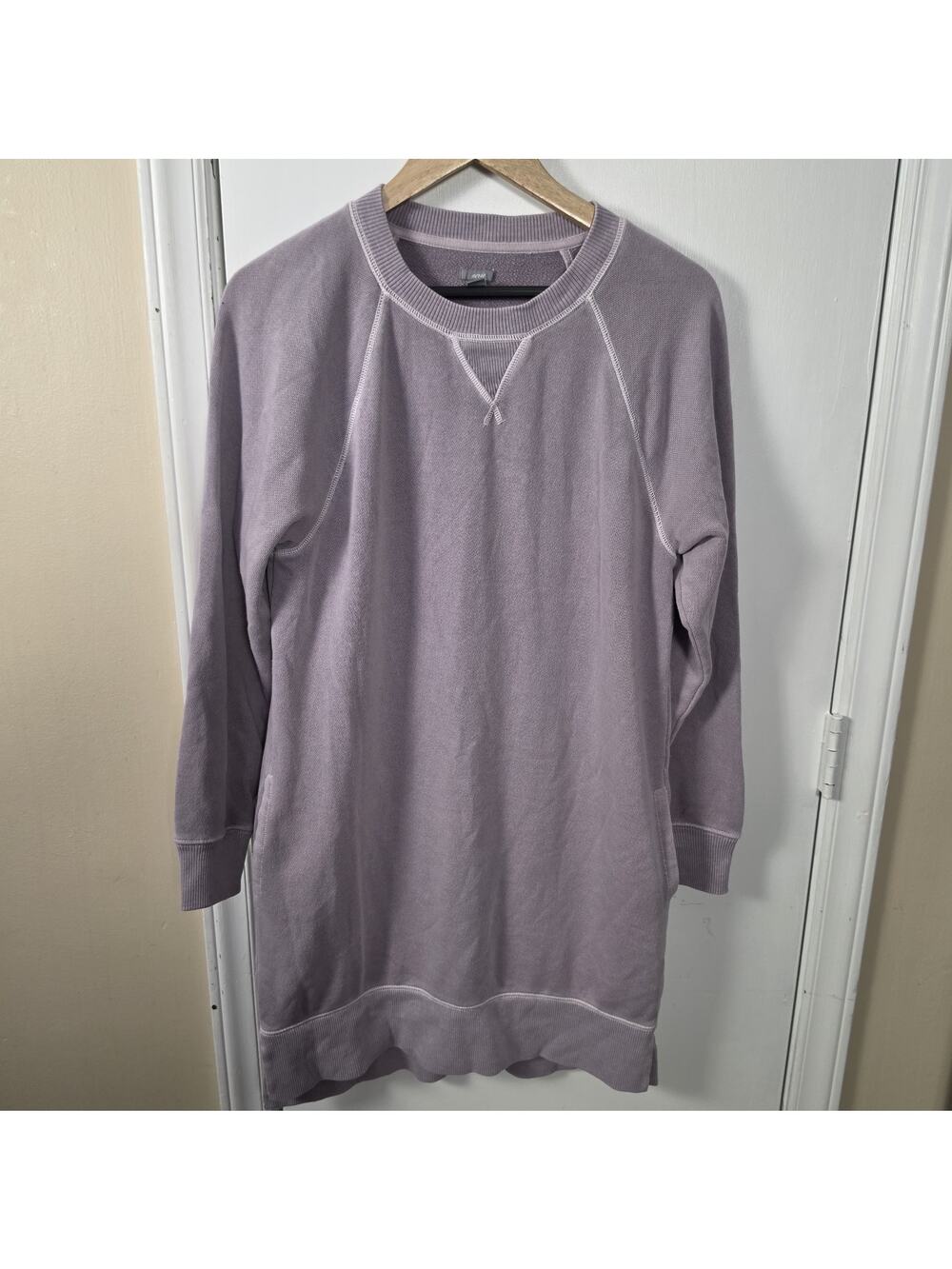 Aerie Cotton Knit Tunic Long Sweatshirt Crew Neck Size M Liliac Soft Cozy